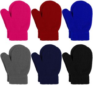 URATOT 6 Pairs Toddler Knitted Mittens Magic Stretch Gloves Winter Warm Knitted Soft Baby Mittens