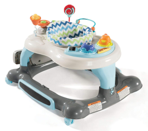 Storkcraft 3-In-1 Activity Walker and Rocker with Jumping Board Feeding Tray, Interactive Toy Tray for Toddlers Infants, Blue/Gray