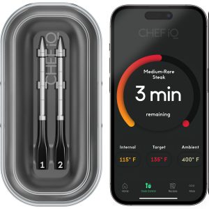 CHEF Iq Sense Smart Wireless Ultra-Thin Meat Thermometer, Unlimited Range, Bluetooth & Wifi, - 2 Probe Set with Smart Hub