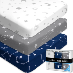 GROW WILD Crib Sheets for Boys or Girls | 3 Pack Soft Stretchy Jersey Cotton Fitted Crib Sheet Neutral | Grey White Navy Blue Baby Crib Sheets for Girl, Crib Mattress Sheet or Toddler Bed Sheets